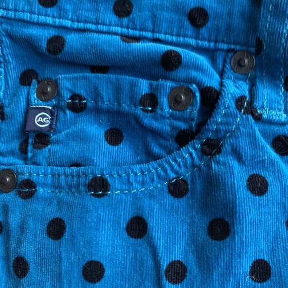 AG Adriano Goldschmied The Stevie Ankle Corduroy TealBlue Polka Dot Pant Size 26 - Picture 6 of 12